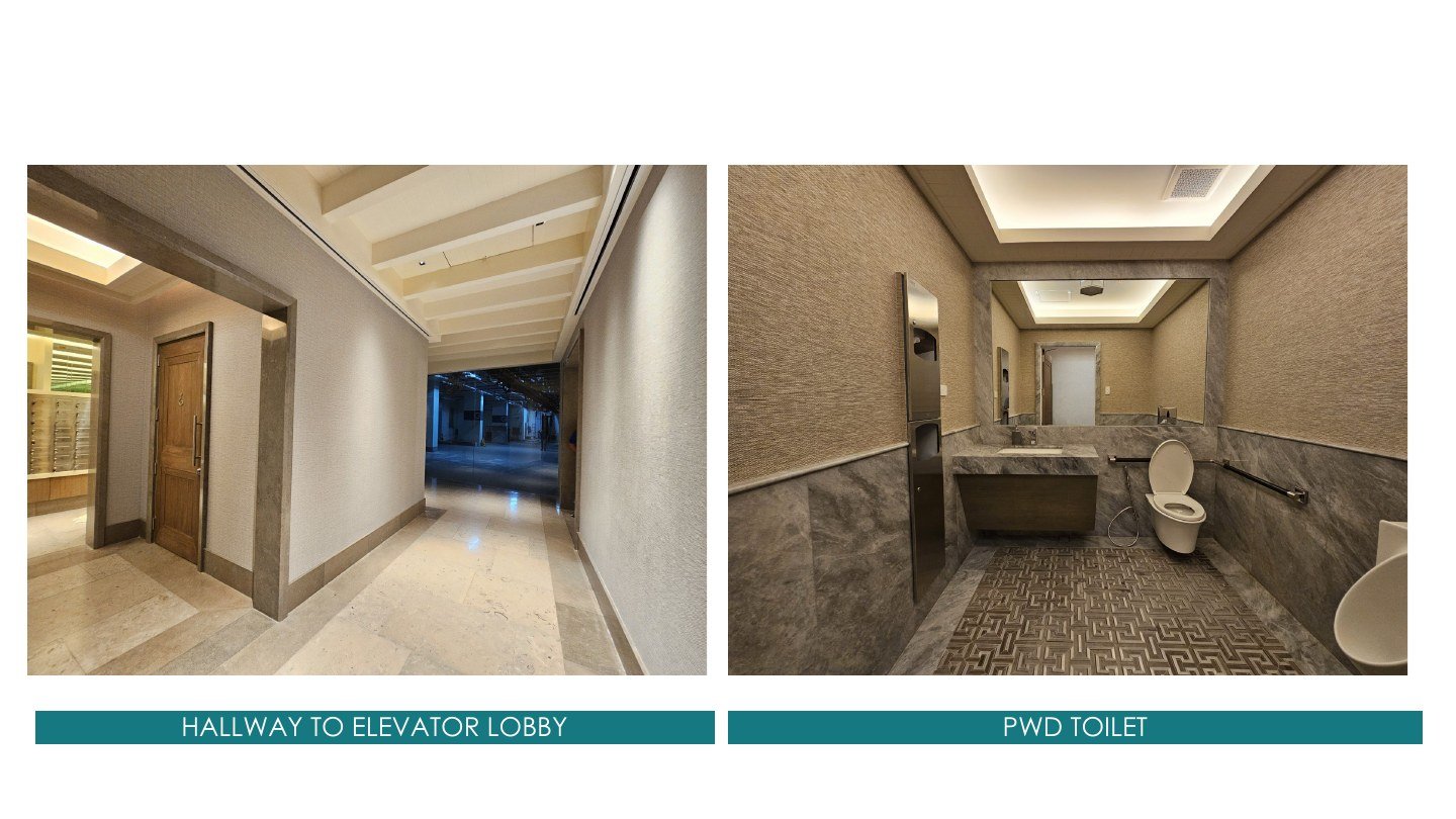 Hallway and accessible common-area toilet — supplied project photo